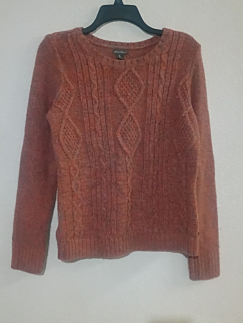 Eddie Bauer Rust Cable Knit Sweater